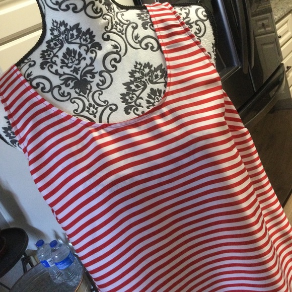 Large Michael Kors Red White Stripe Tank #224 - Picture 1 of 6